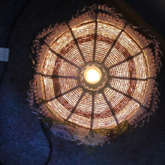 Vintage Beaded Hat Side Lamp - Picture 6 of 8